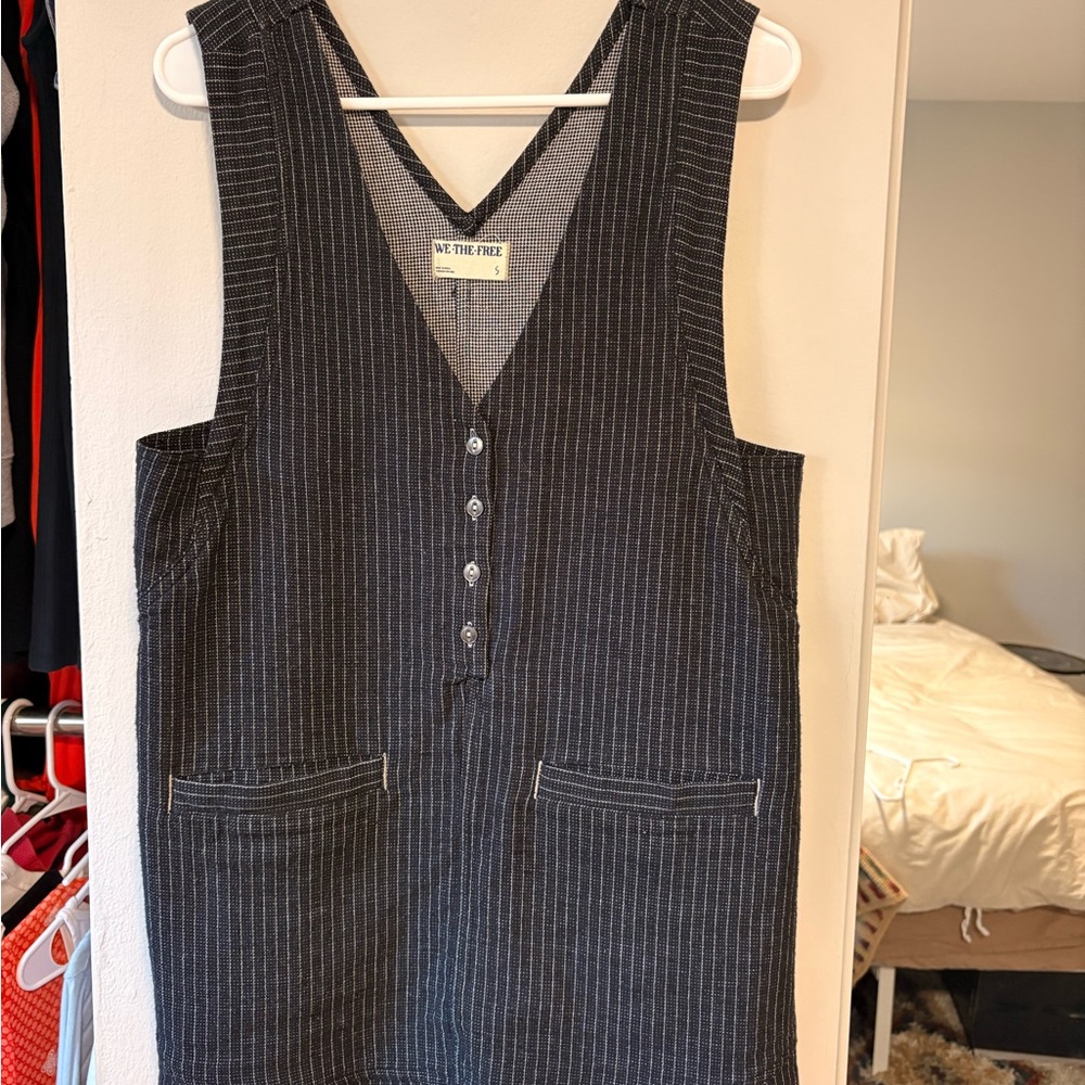 We The Free Pinstripe Mini Dress in Black